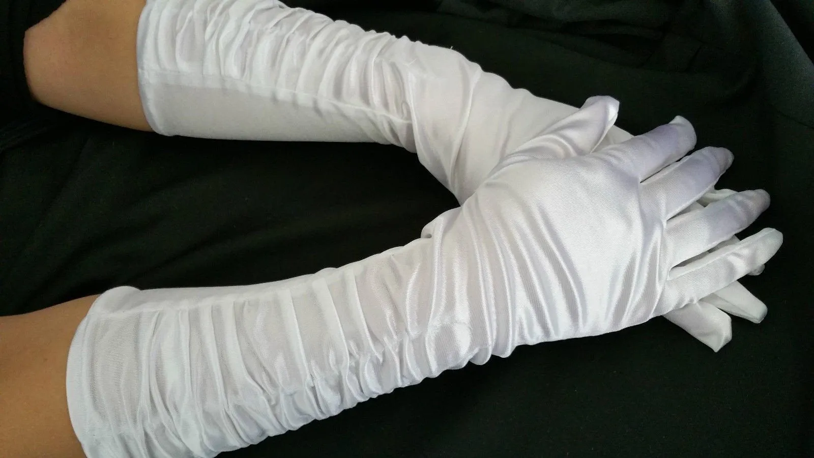 Elbow Length White Gloves Ivory Evening Satin Wedding Opera Bridal
