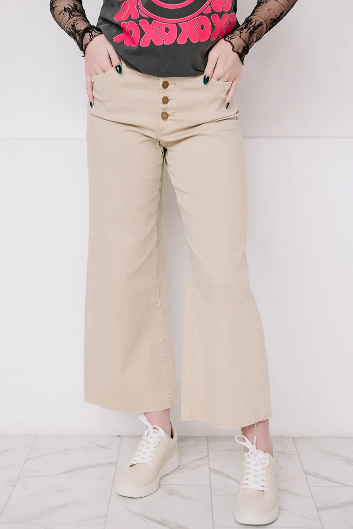 Elevate Stretch Wide Leg Twill Pants | Khaki