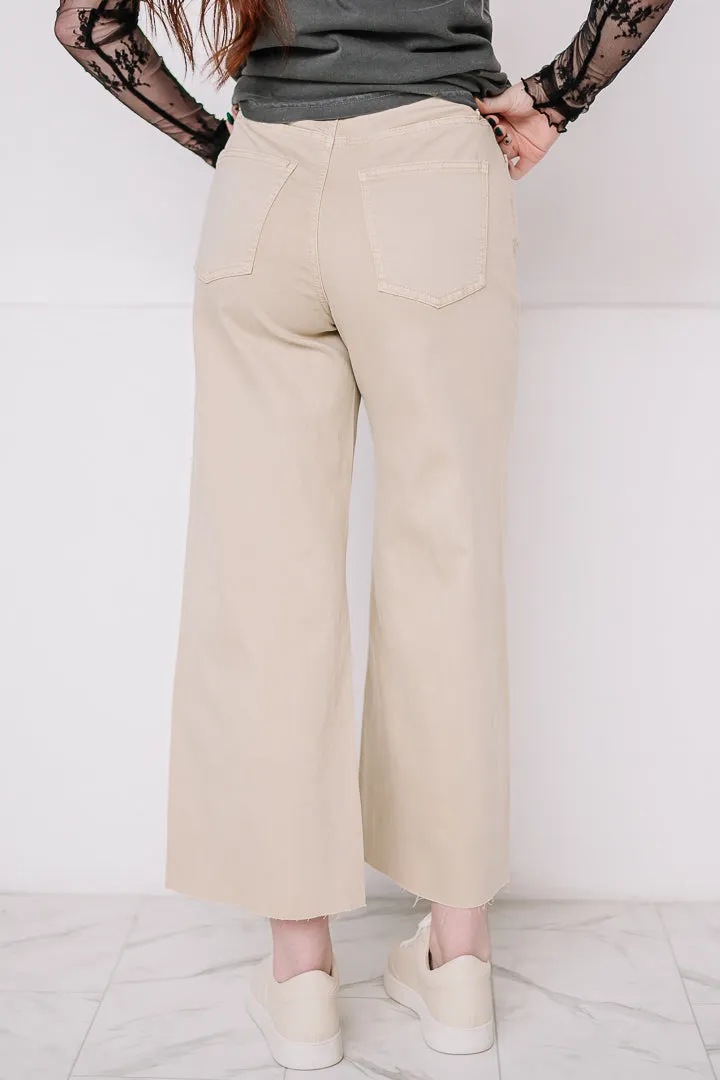 Elevate Stretch Wide Leg Twill Pants | Khaki