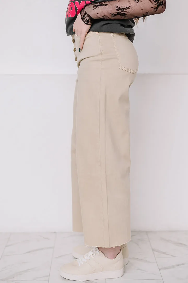 Elevate Stretch Wide Leg Twill Pants | Khaki