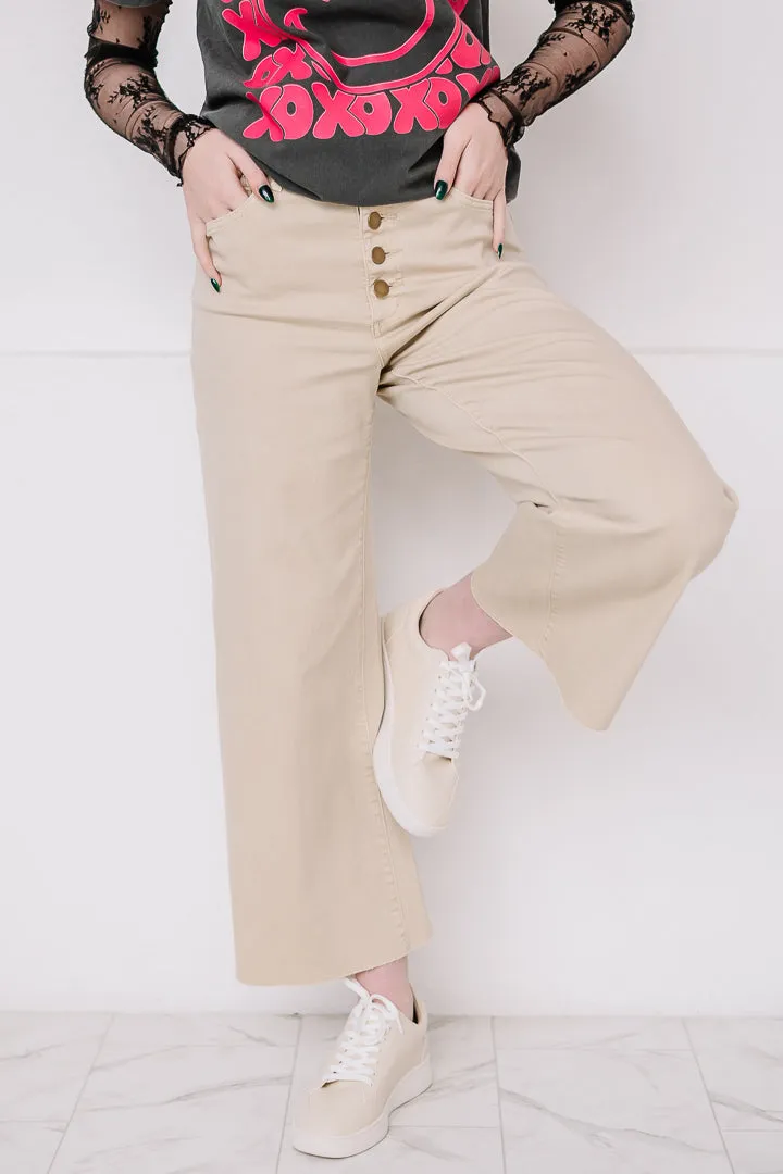 Elevate Stretch Wide Leg Twill Pants | Khaki