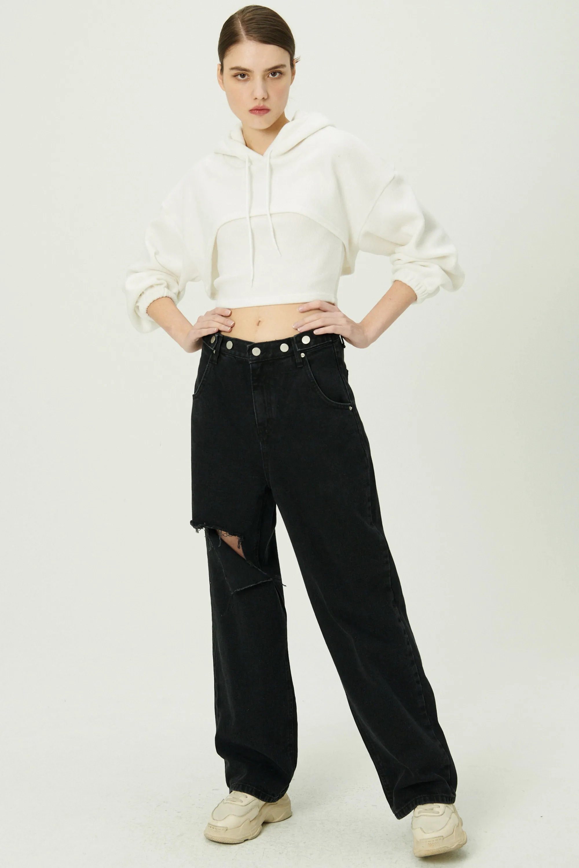 Elo Cutout Wide Leg Jeans