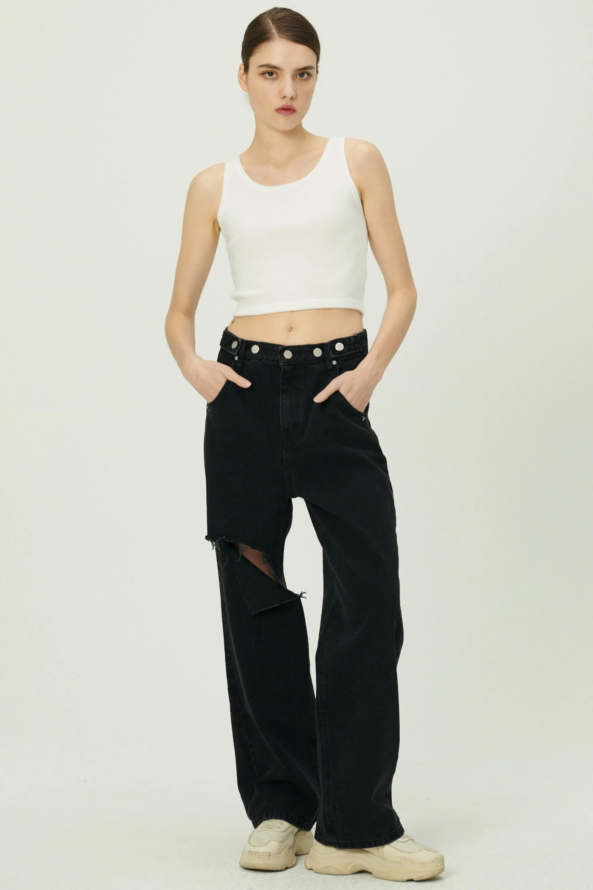 Elo Cutout Wide Leg Jeans
