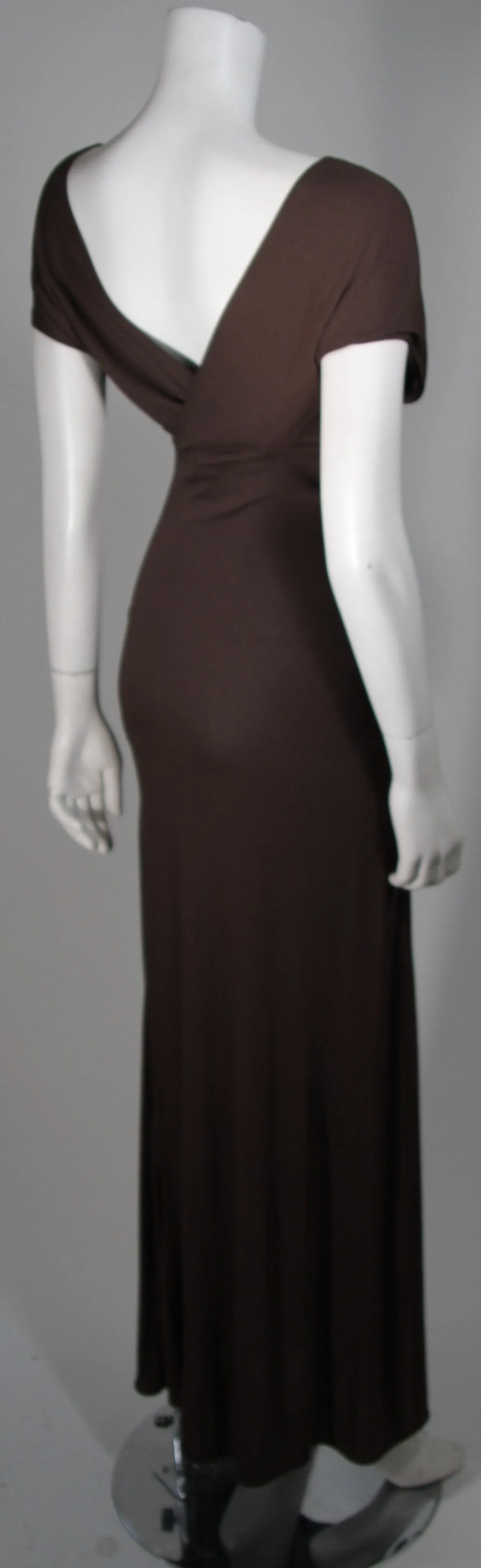 EMANUEL UNGARO 1990s Brown Jersey Gown Size 8