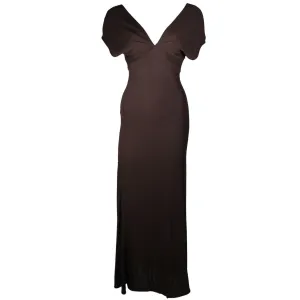 EMANUEL UNGARO 1990s Brown Jersey Gown Size 8