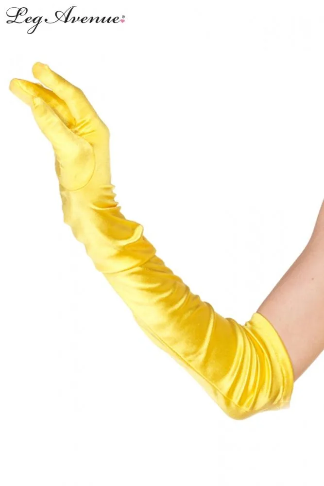 Extra Long Satin Gloves Yellow