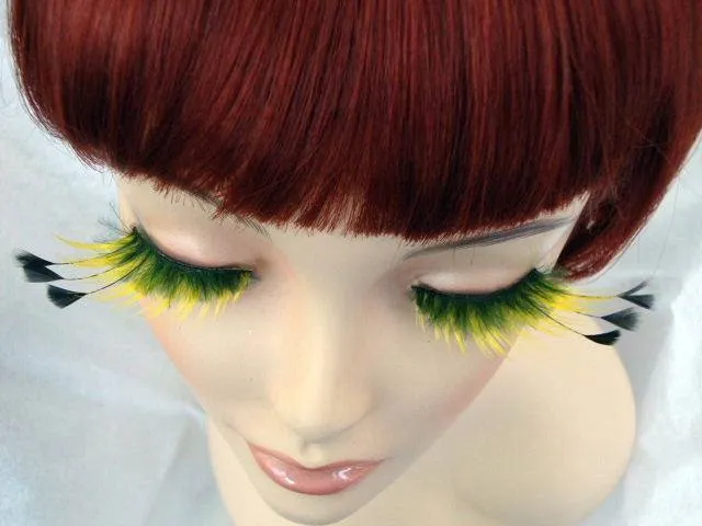 Eyelashes Yellow and Black Feathers