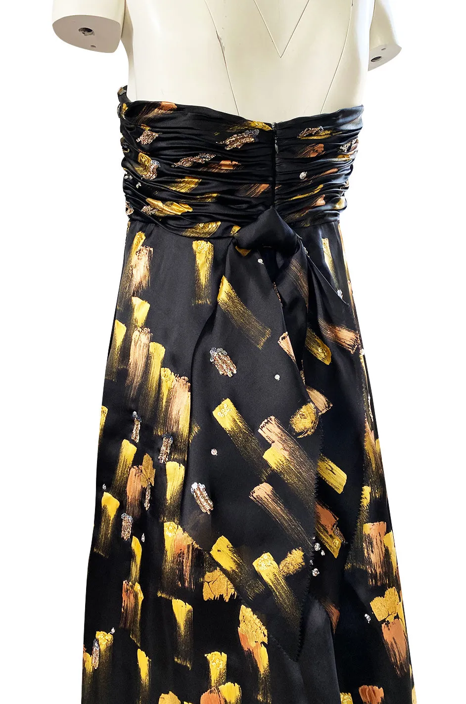 Fall 2008 Oscar De La Renta Strapless Hand Painted Gold & Black Silk Dress