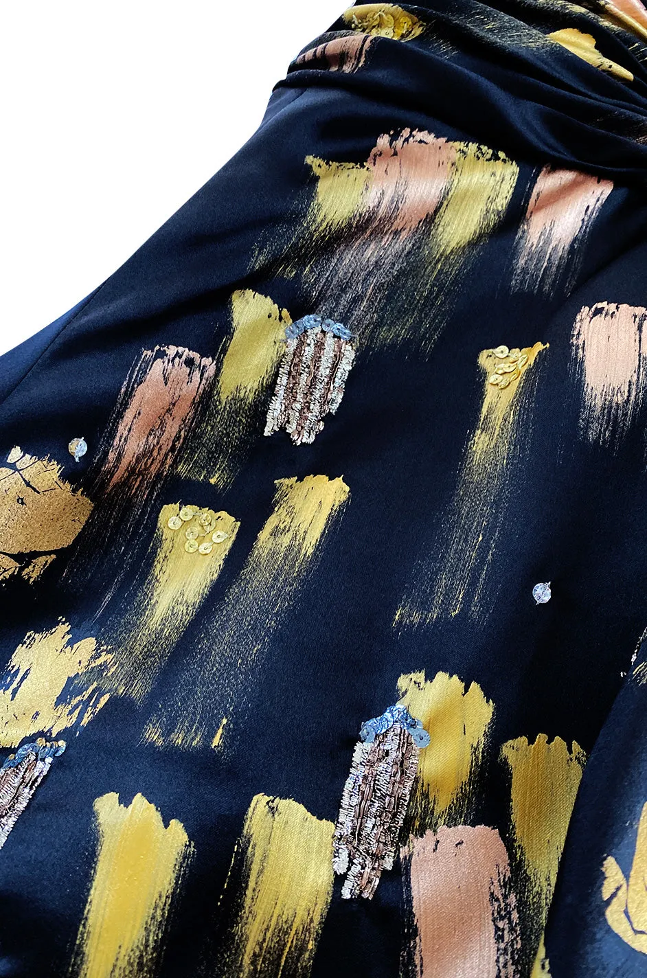 Fall 2008 Oscar De La Renta Strapless Hand Painted Gold & Black Silk Dress