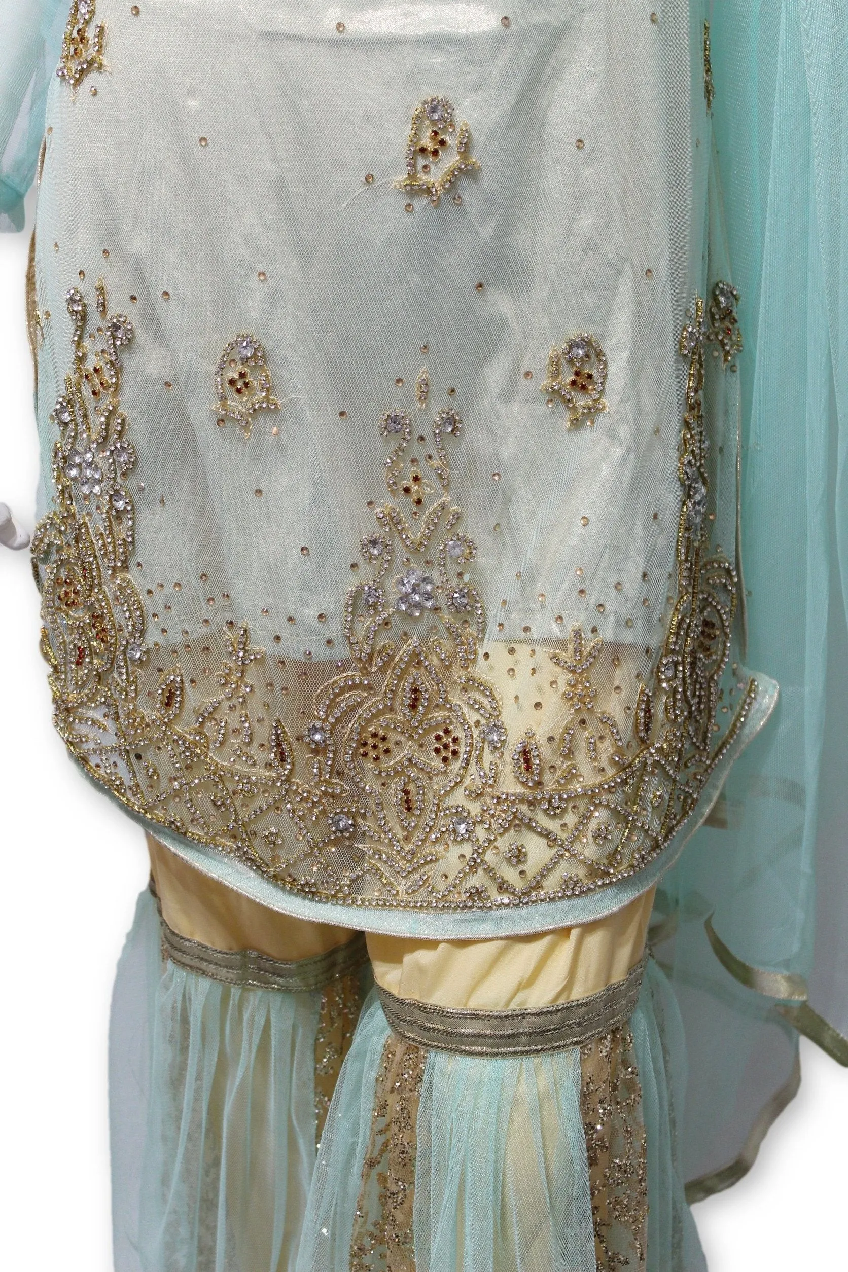 Fancy Net 3 Pcs Gharara Suit Party Wear Pakistani Indian Style