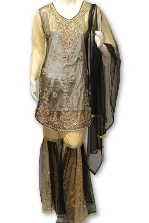 Fancy Net 3 Pcs Gharara Suit Party Wear Pakistani Indian Style