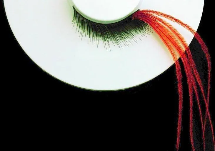 Feather Tip Long Black Red False Eyelashes