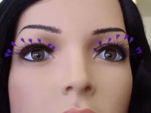 Feathers Purple False Eyelashes Black
