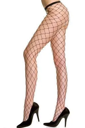 Fishnet Black Stockings Pantyhose Big Large Diamond Net