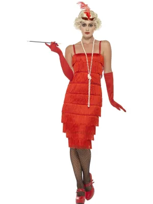 Flapper 1920s Longer Red Fringed Adult Costume