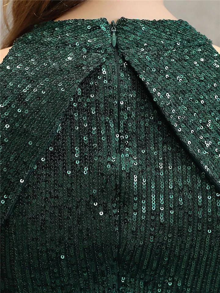 Flattering Off Shoulder Sequined Cap Sleeve Mermaid Dress for Formal Party