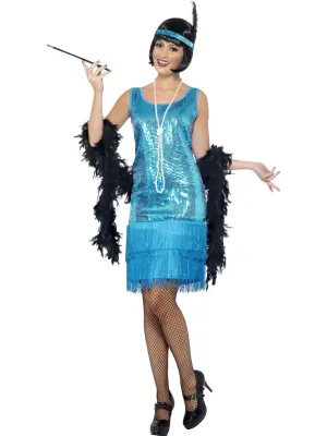 Flirty Flapper 1920s Blue Costume for Women