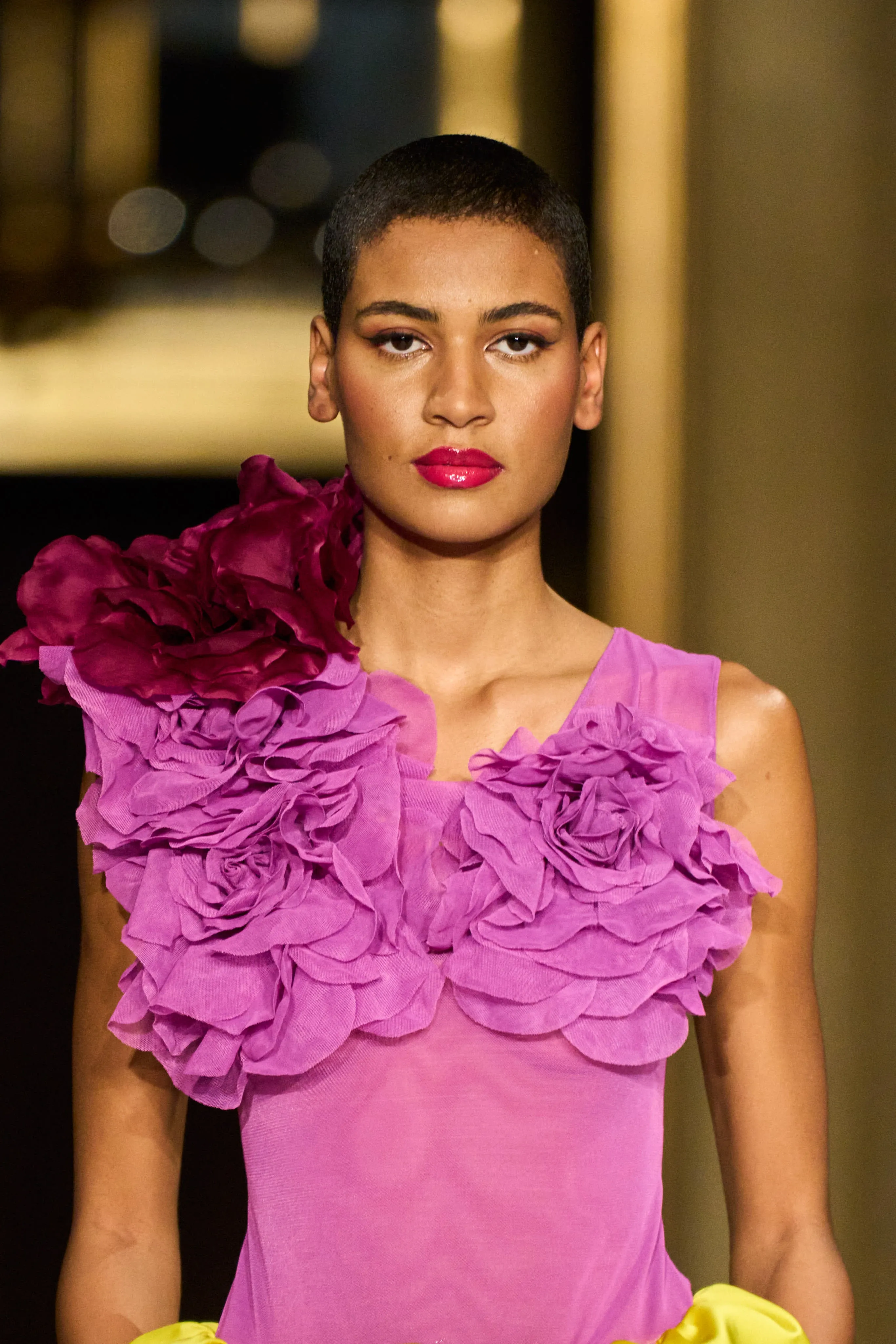 Floral Appliqué Drop Waist Gown