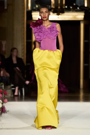 Floral Appliqué Drop Waist Gown
