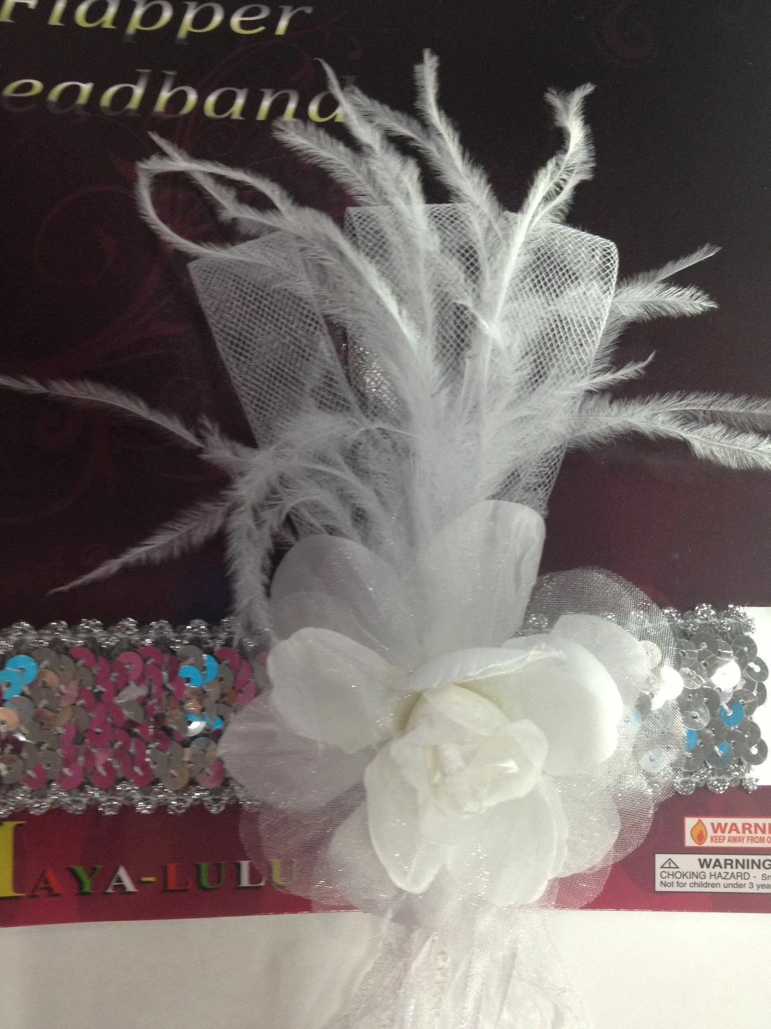 Flower White Flapper Headband Deluxe