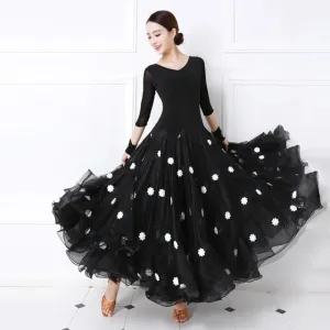 flower women dance dress ballroom dance competition dresses standard ballroom dress dance wear ballroom waltz dress fringe