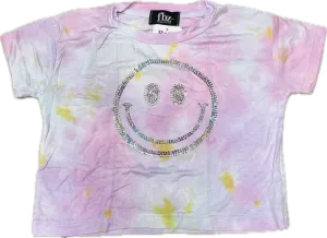 FLOWERS BY ZOE- Tie Dye Rhinestone Smiley Shirt