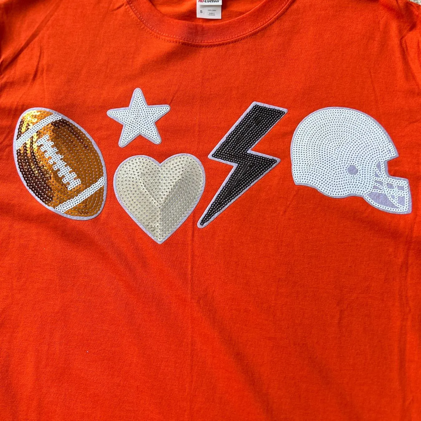 Football Things Sequin Short Sleeve Graphic T-Shirt