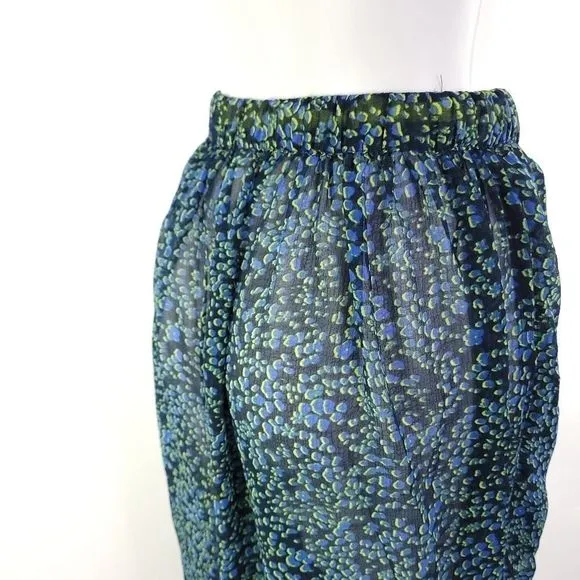 Free People Sleepin In Sheer Shirt &amp; Pant Lounge PJ Set Leopard Print Blue sz xz