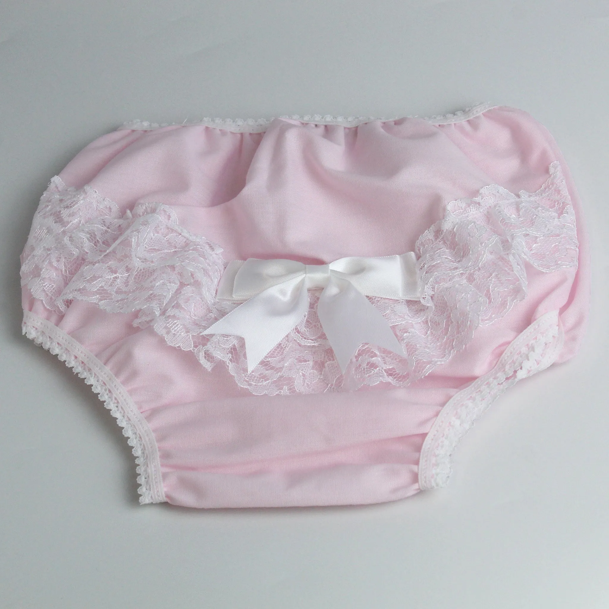 Frilly Pink Knickers / jam pants / nappy covers with white Bow