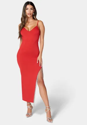 Fringe Detail High Slit Dress