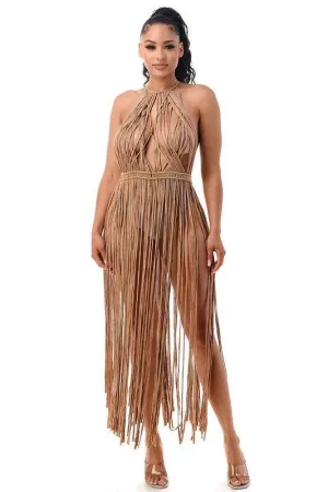 FRINGE MAXI LENGH COVER UP