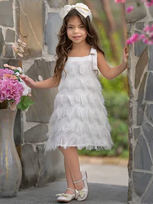 Fringe Pearl Tie Shoulder Dress