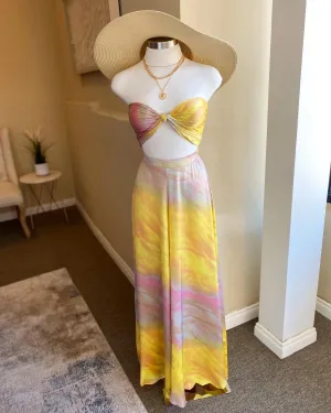 Front Tie Satin Pants Set