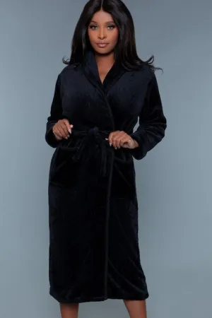 Full-length Plush Black Robe