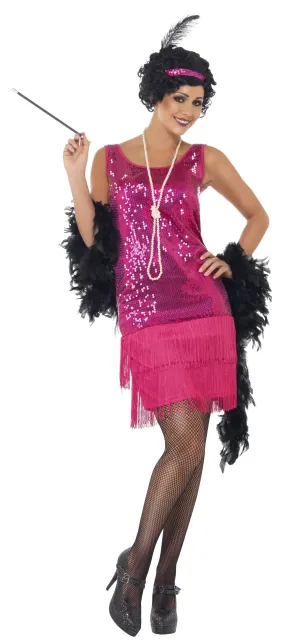 Fun Time Flapper 1920s Hot Pink Costume 20's Fancy Dress