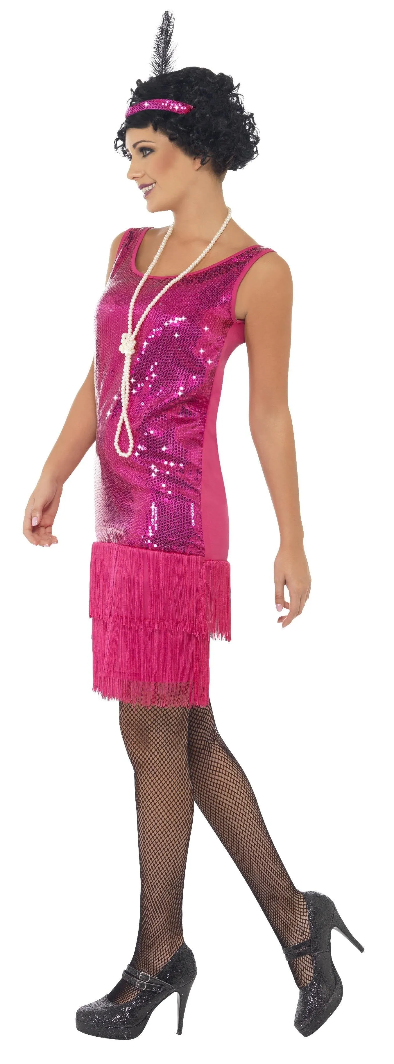 Fun Time Flapper 1920s Hot Pink Costume 20's Fancy Dress