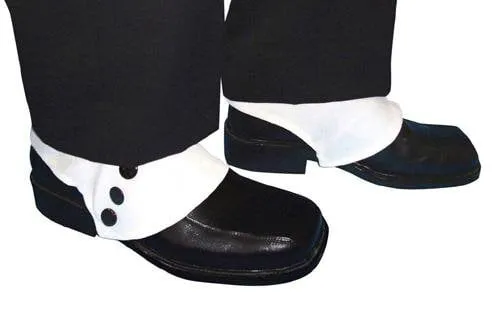 Gangster 1920s White Shoe Spats Fashion Costume Accessory