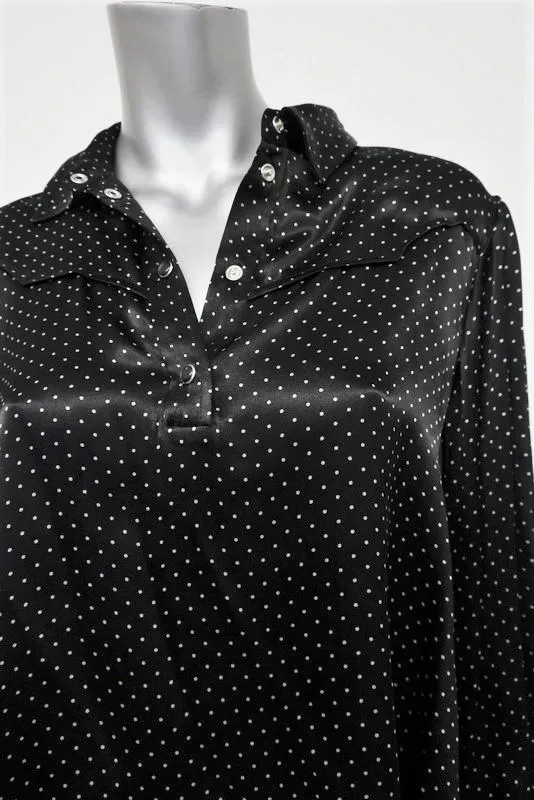 Ganni Matching Shirt & Pants Set Cameron Black Polka Dot Print Satin Size 38 NEW