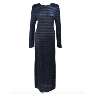 GIORGIO ARMANI Black Beaded Sheer Mesh Gown Size 42