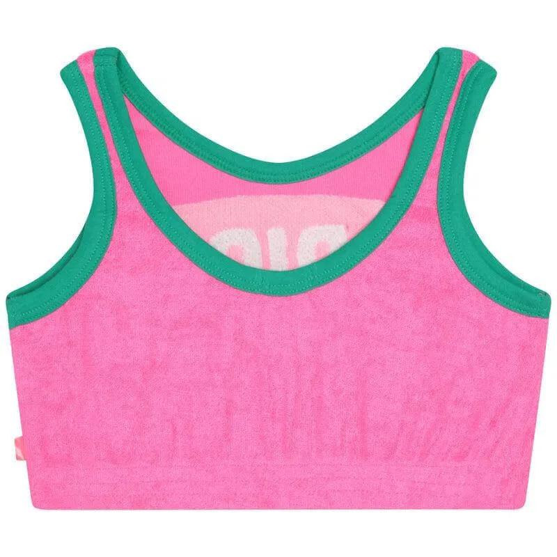 Girls Pink Towelling Crop Top