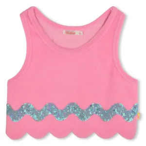 Girls Pink Towelling Tank Top