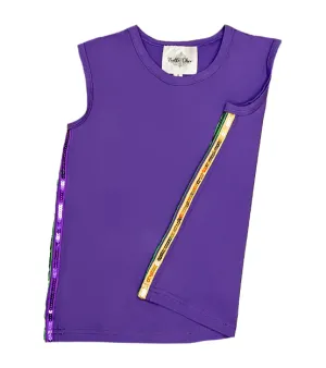 Girls Purple Sequin Striped Tank Top
