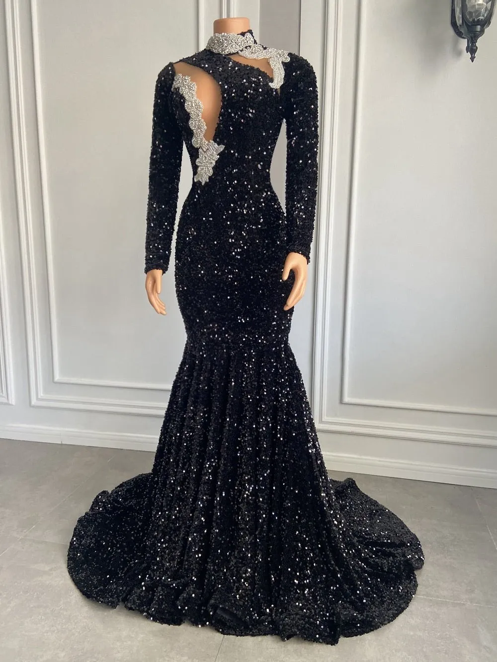 Girls Sparkly Sequined Prom Gala Gowns For Party