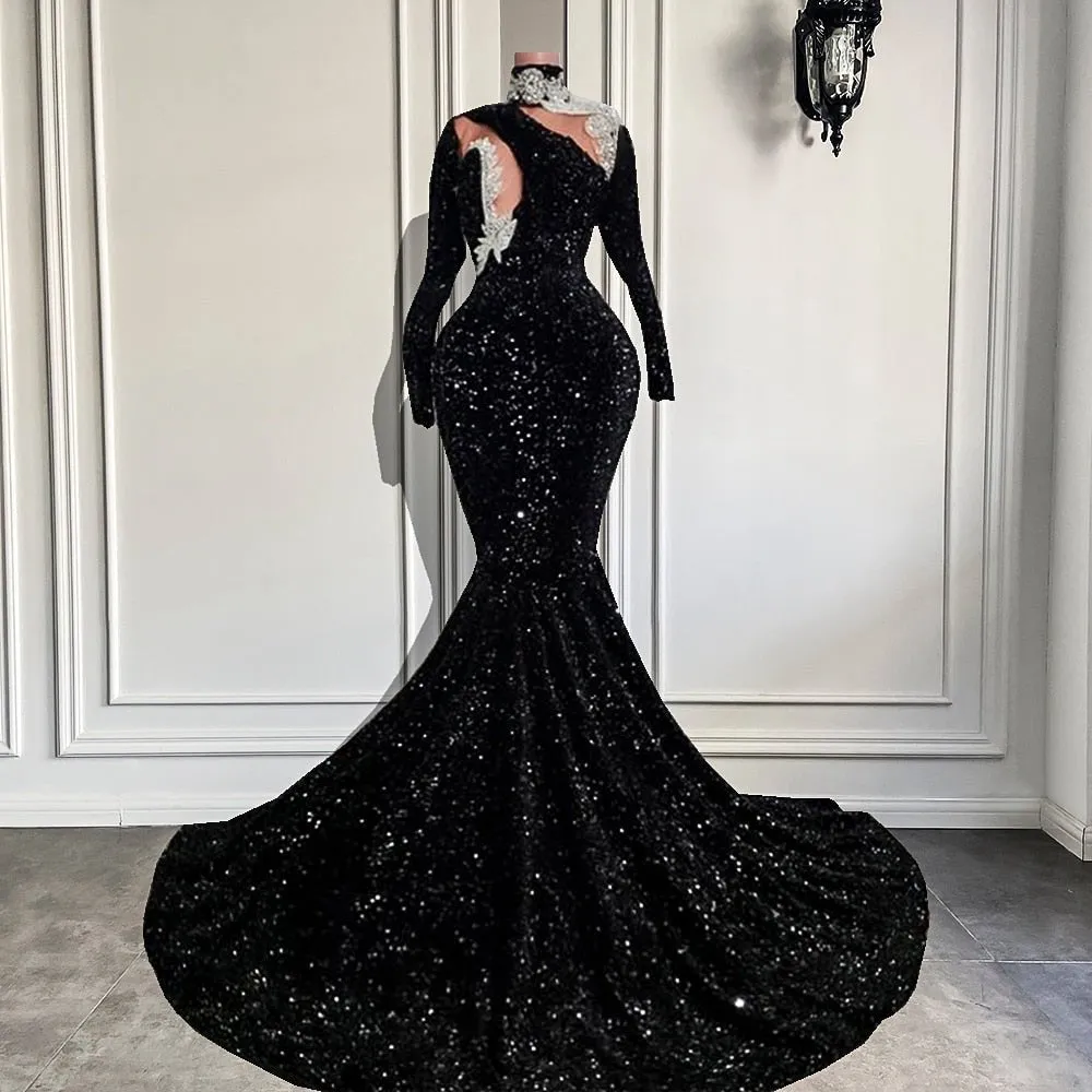 Girls Sparkly Sequined Prom Gala Gowns For Party