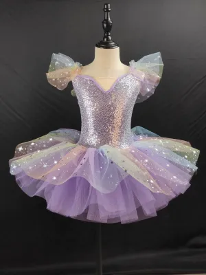 Girls Toddlers Jazz Dance Costumes Yellow Sequins Kindergarten Pink Blue Tutu Skirt Girls Ballerina Ballet Dance Dresses