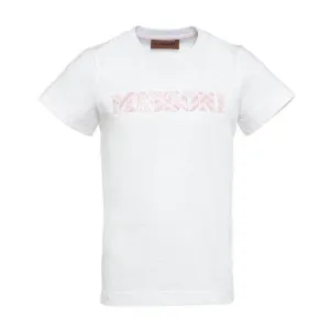 Girls White Sequin Logo T-Shirt