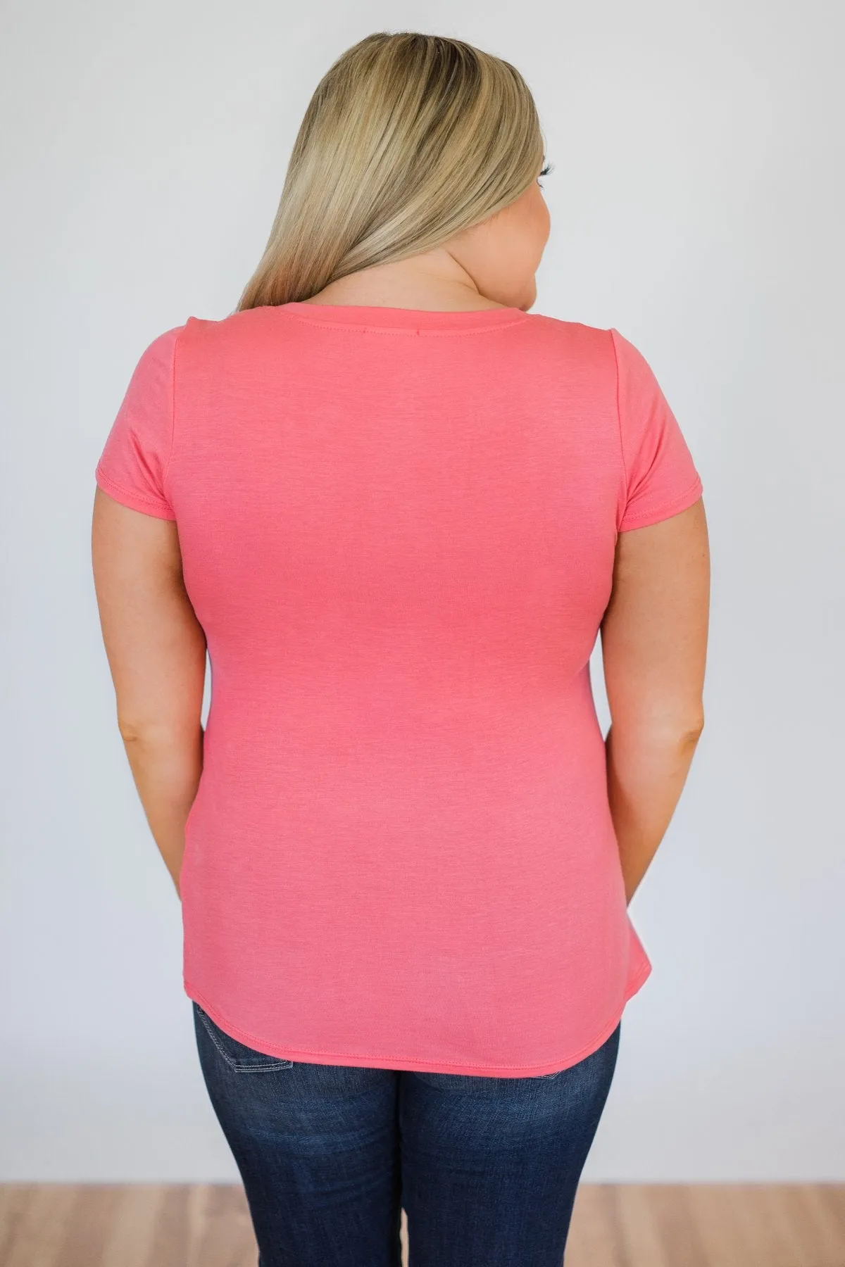 Glam Pocket Short Sleeve Top- Pink