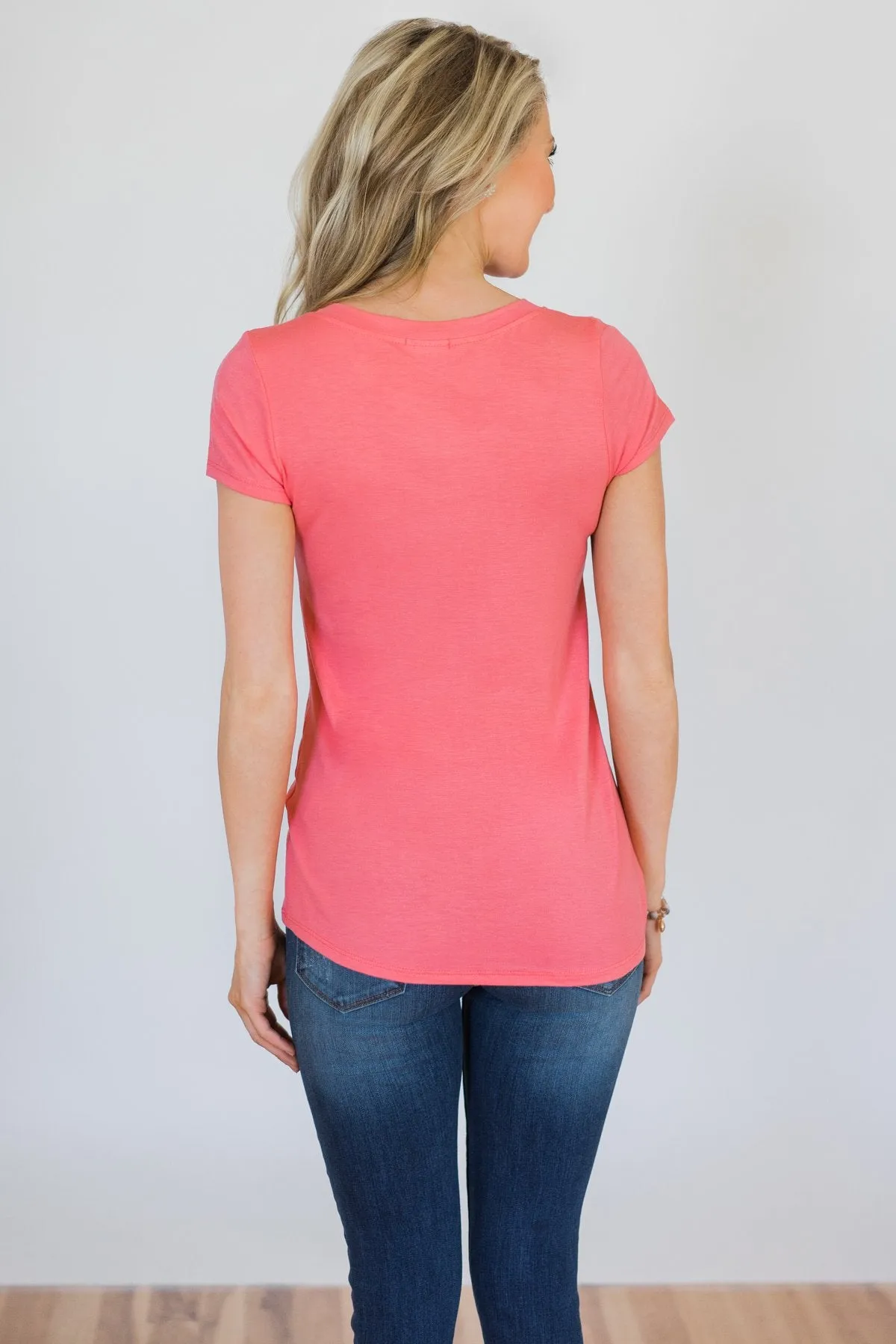 Glam Pocket Short Sleeve Top- Pink