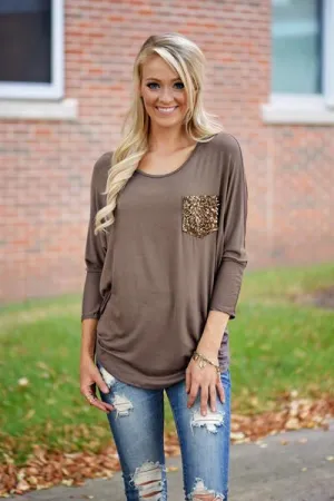 Glam Pocket Top - Light Brown