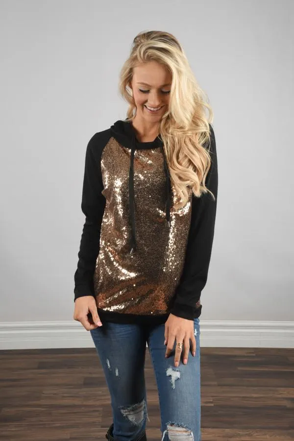 Glitter Hoodie ~ Black & Gold